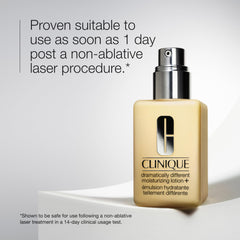 Clinique lotion mini back label showing fragrance-free, allergy-tested details.