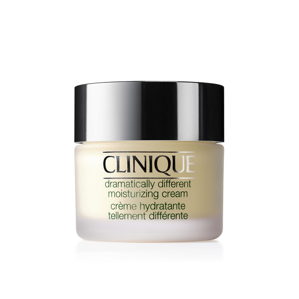 Clinique Dramatically Different Moisturizing Cream jar closeup showing rich hydration for dry skin