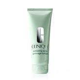 Clinique exfoliante facial en envase, sensación fresca para piel grasa.