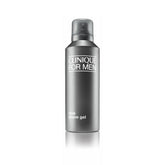 Clinique For Men Aloe Shaving Gel bottle highlights oil-free formula for all skin types.