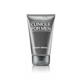 Clinique For Men Cream Shave jar closeup shows rich formula for dry skin comfort.