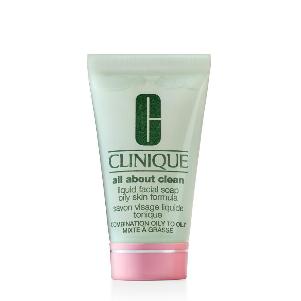 Clinique Liquid Facial Soap bottle front showing gentle cleansing for daily use