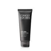 Clinique For Men daily anti-age moisturizer bottle showing smooth, hydrated skin use case.
