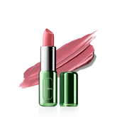 Clinique Pop Longwear lipstick closeup shows rich pigment for full-coverage color.