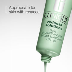 Clinique Redness Solutions base SPF15 with green tint neutralizes redness while offering sun protection.