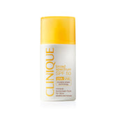 Clinique SPF 50 mineral sunscreen bottle pour provides quick daily protection.