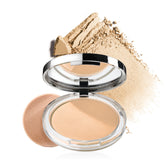 Clinique Stay-Matte Sheer Pressed Powder compact open with sponge for on-the-go touch-ups.