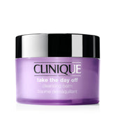 Clinique Take The Day Off cleansing balm jar closeup for effective makeup removal.