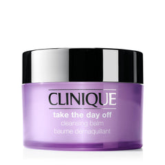 Clinique Take The Day Off cleansing balm jar closeup for effective makeup removal.