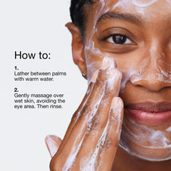 Clinique Take The Day Off mousse closeup shows facial cleanser dispensing.