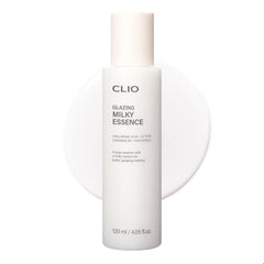 CLIO Professional Glazing Milky Essence bottle pouring for hydrated, makeup-ready skin