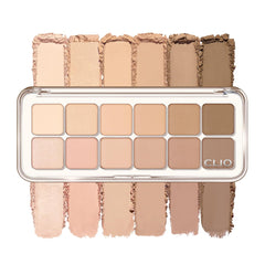 CLIO PROFESSIONAL Pro Eye Palette Air front view with 12 neutrals for daily looks.