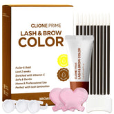 CLIONE PRIME kit color cejas y pestañas marrón para definición duradera.