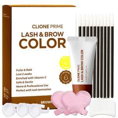 CLIONE PRIME kit color cejas y pestañas marrón para definición duradera.