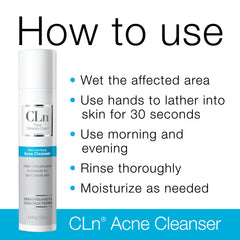 CLn Acne Cleanser gel-texture-closeup shows a gentle, non-drying formula.