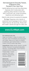 CLn facial cleanser bottle with pump closeup showing gentle gel texture.