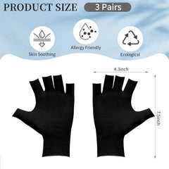 Clofiak guantes sin dedos negro, uso diurno, comodidad suave para piel sensible