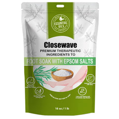 closewave bote de sal de Epsom con árbol de té para un baño de pies relajante.
