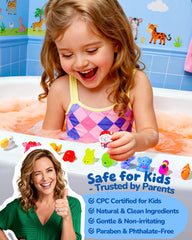 CLOUQUAR bath bomb with toy reveal shown, adding playful anticipation to baths.