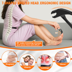 CLPPNA long-handle toenail clippers ideal for easier reach and reduced bending