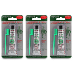 Clubman moustache wax hang-pack neutral color three 0.5 oz tubes for quick, non-greasy grooming.