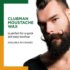 Clubman moustache wax styling brush ready for precise shaping and control.