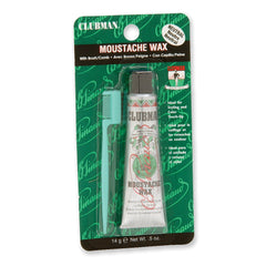 Clubman moustache wax tube with neutral color for discreet grooming.