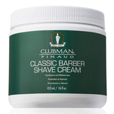 Clubman Pinaud Classic Shave Cream bottle highlights premium hydration for a smoother shave.