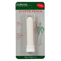 Clubman Pinaud Jumbo Styptic Pencil applied to a nick to stop bleeding quickly.