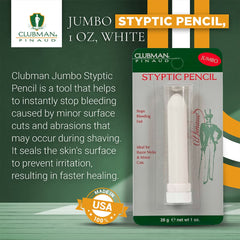 Clubman Pinaud Jumbo Styptic Pencil seals minor cuts with no messy residue.