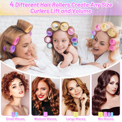 Cludoo hair rollers sizes display four diameters for customized volume.
