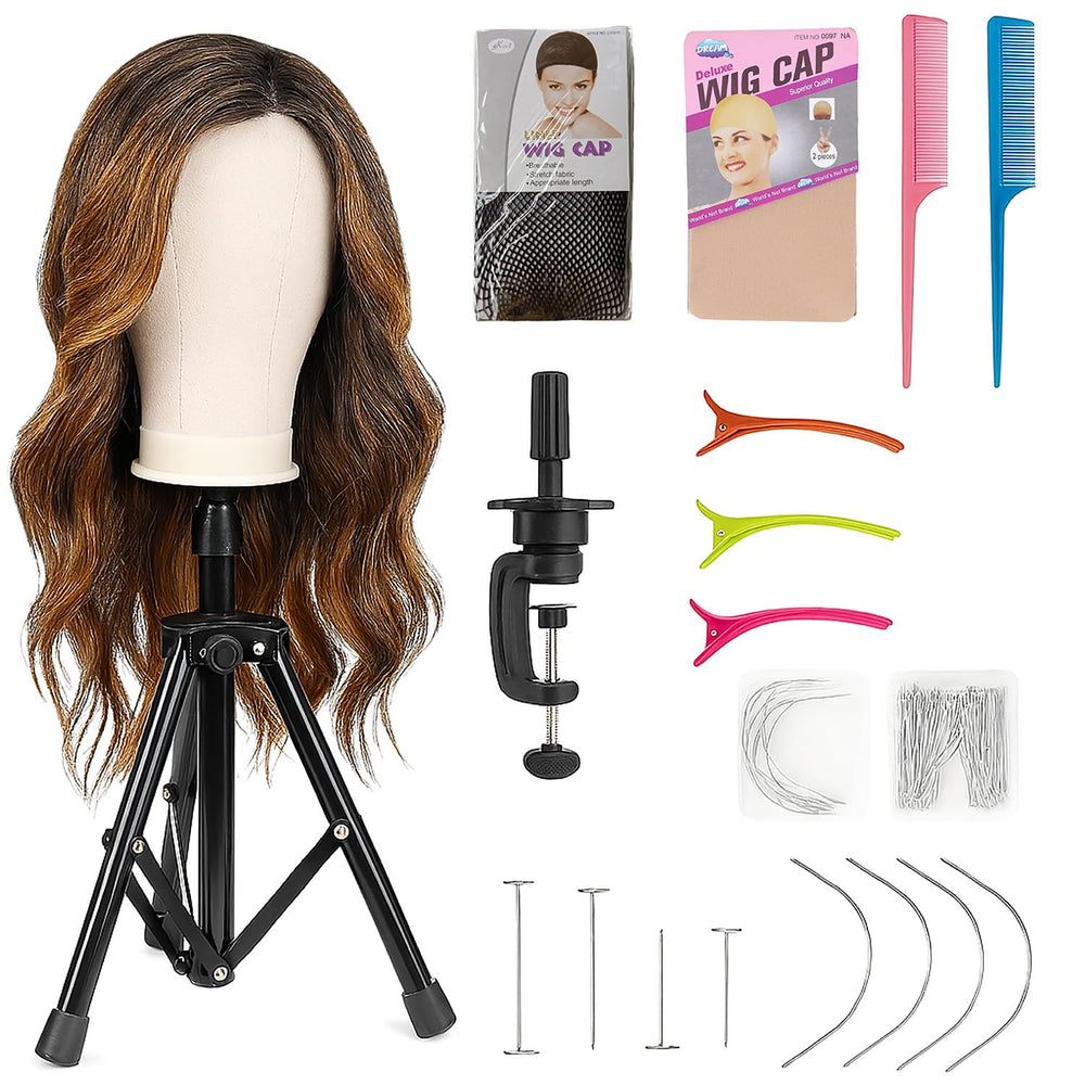CMZLUMINEST wig head stand with mannequin head for secure styling at home or salon.