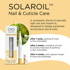 CND SolarOil, ingredientes jojoba, cuidado suave para piel y cutículas.