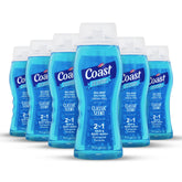 Coast 2-in-1 Hair and Body Wash pack of six bottles for convenient daily use