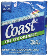 Coast Jabon Original Blue: tres barras en presentación para uso diario suave.
