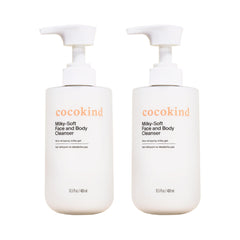 Cocokind Milky-Soft cleanser bottle for gentle, fragrance-free daily cleansing of face and body.