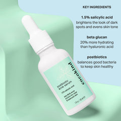 Cocokind Postbiotic Acne Serum caja de producto, empaque simple y sostenible.