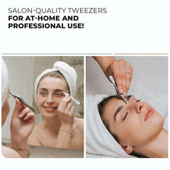 Coco's Closet medical-grade stainless steel tweezers for durable, consistent tip alignment.