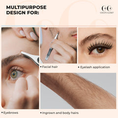 Coco's Closet tweezers with non-slip grip for steady handling during grooming.