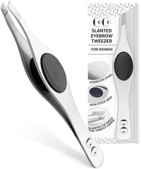 Coco's Closet precision eyebrow tweezers with slanted tips for exact brow shaping.