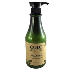 Codi loción té verde para manos y cuerpo, 750 ml, hidratación suave para piel sensible.