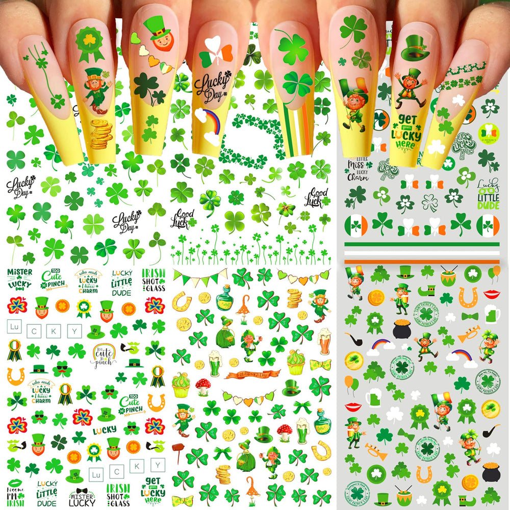 COKTAK trébol verde para Día de San Patricio, 6 hojas, ideal para decorar uñas