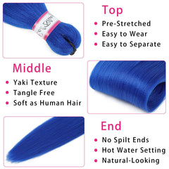 Col Bling Blue Braiding Hair pre-stretched fibers for easy installation.