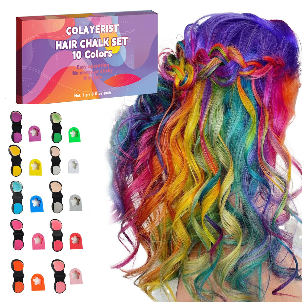COLAYERIST hair chalk 10 colors palette delivers vibrant, temporary color for hair.