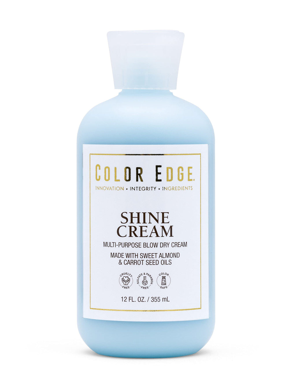 Color Edge Shine Cream bottle showing weightless conditioning for detangling and shine