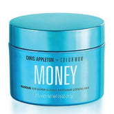 Color Wow Money Masque bottle closeup showing weightless hydration for all hair types.