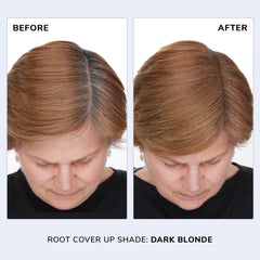 COLOR WOW Root Cover Up dark blonde application brush blends into hair seamlessly.