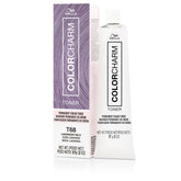 COLORCHARM Permanent Creme Toner T68 Lavender Silk bottle neutralizes brass for cooler blonde results.