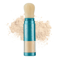 Colorescience brush-on sunscreen packaging shows portable, travel-ready protection