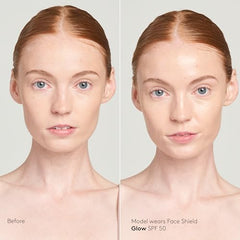 Colorescience Sunforgettable Face Shield Glow swirled on cheek shows pearlescent glow
